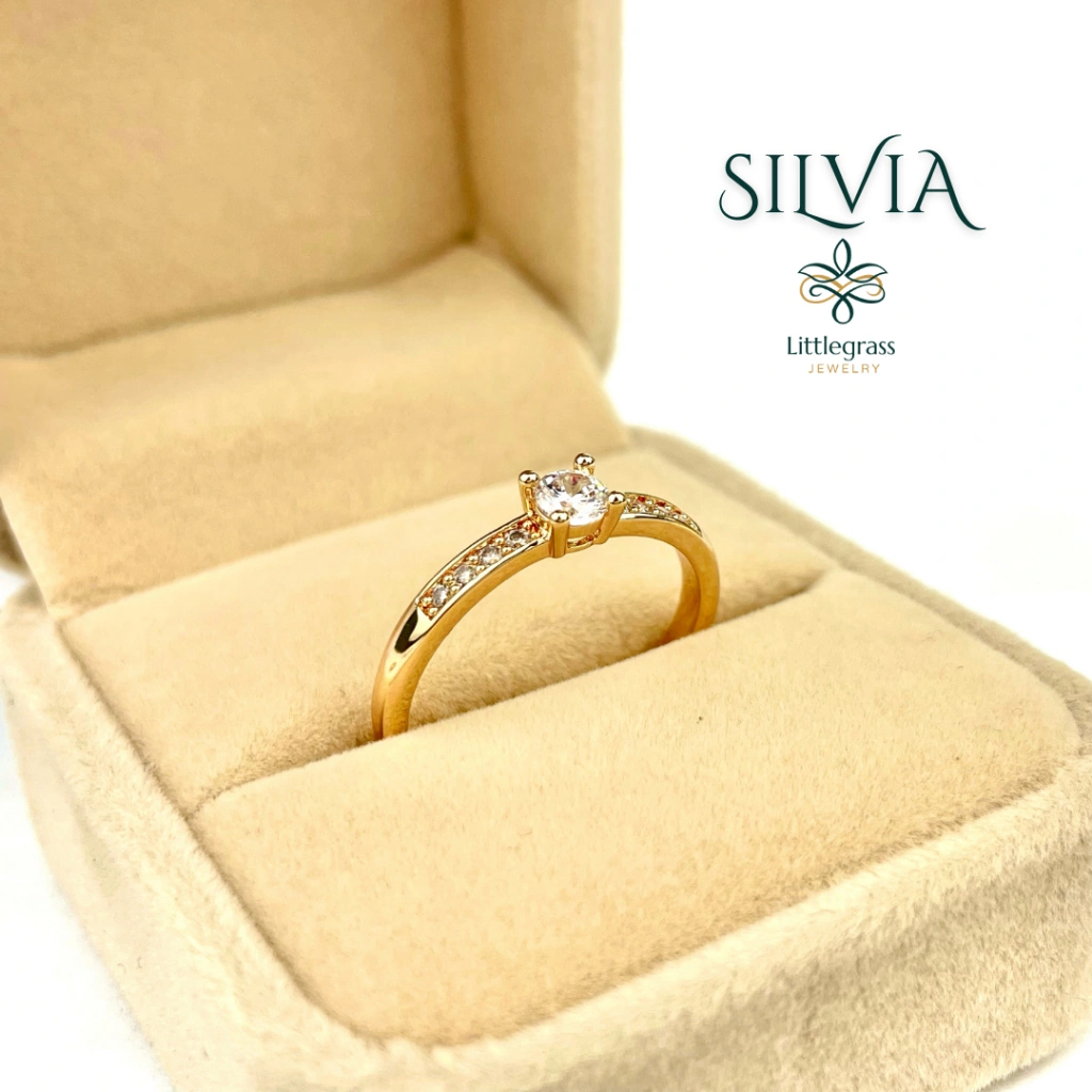 Cincin Gold Plated Wanita Silvia Aksesoris Perhiasan Lapis Emas Anti Karat Woman Ring