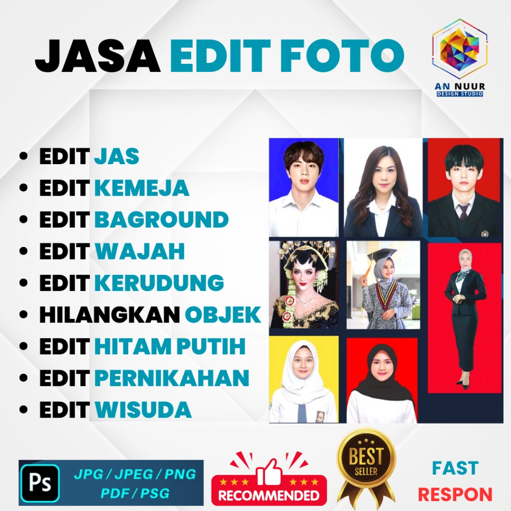 EDIT FOTO (BAYI,KELUARGA,FORMAL,PENGANTIN,FULL BODY,PREWEDING,WISUDA,DLL) MURAH CEPAT BERKUALITAS
