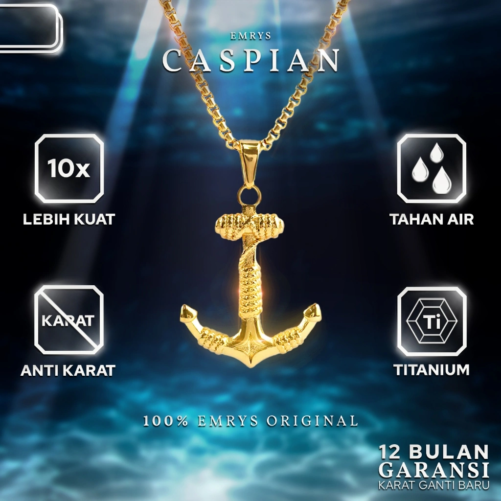 BUY 1 FREE 2 GIFT Emrys Liontin Set CASPIAN Kalung Liontin Titanium Anti Karat Pria Wanita