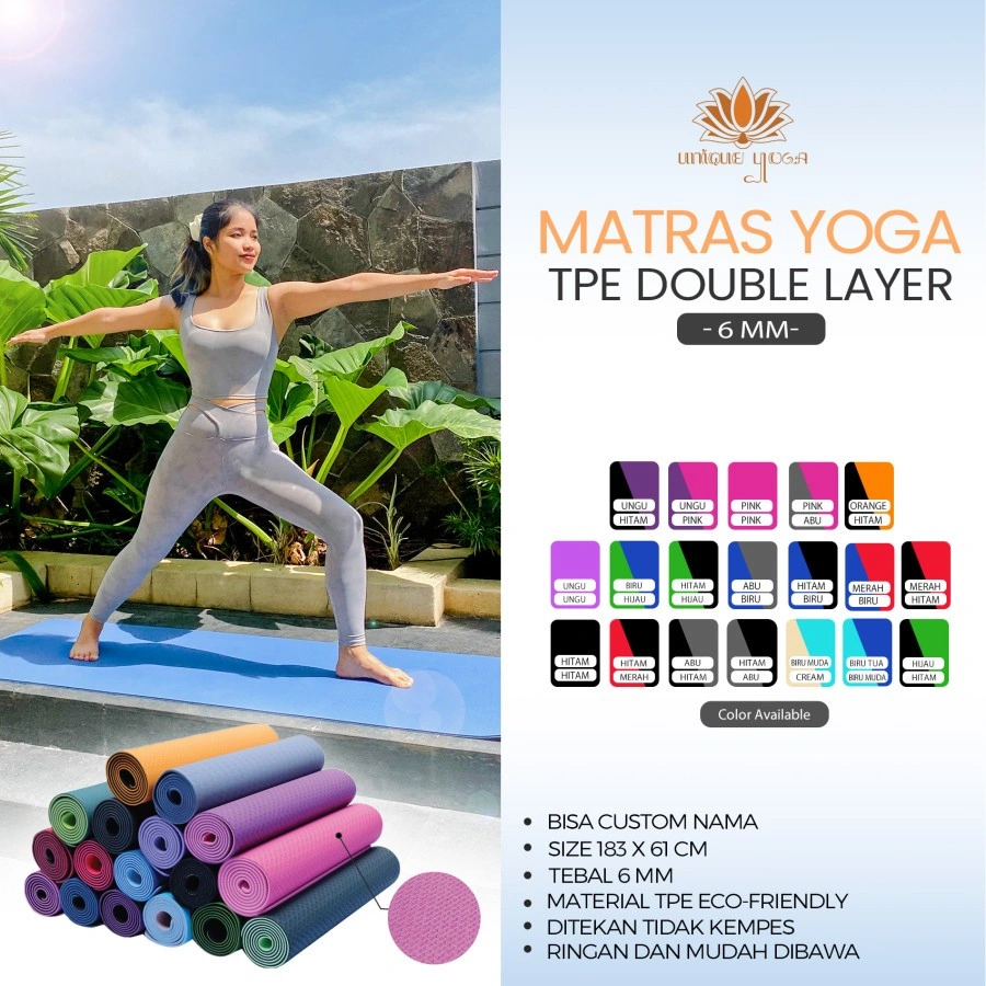 Matras Senam Yoga / Mat Yoga TPE 6 mm / Matras Yoga 6mm / Jual Alas Olahraga Gym Fitness / Yoga Mat / Matras Yoga / Matras Yoga Murah