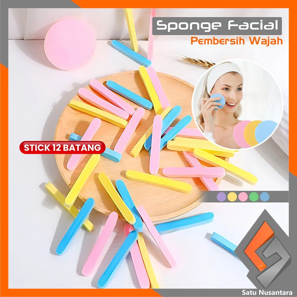SN-K170 Spon Cuci Muka Sponge Stick 12 Batang / Spons Kentang Facial Pembersih Wajah / Spon Masker Facial Mask Import