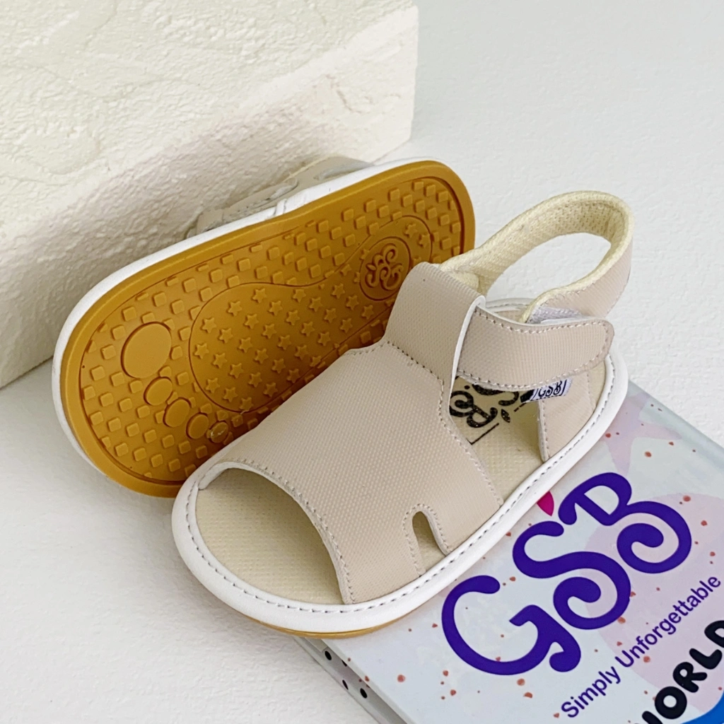 sandal bayi prewalker bayi umur 2-12 bulan model casual S02 polos KREM Polos Ringan & Anti Slip