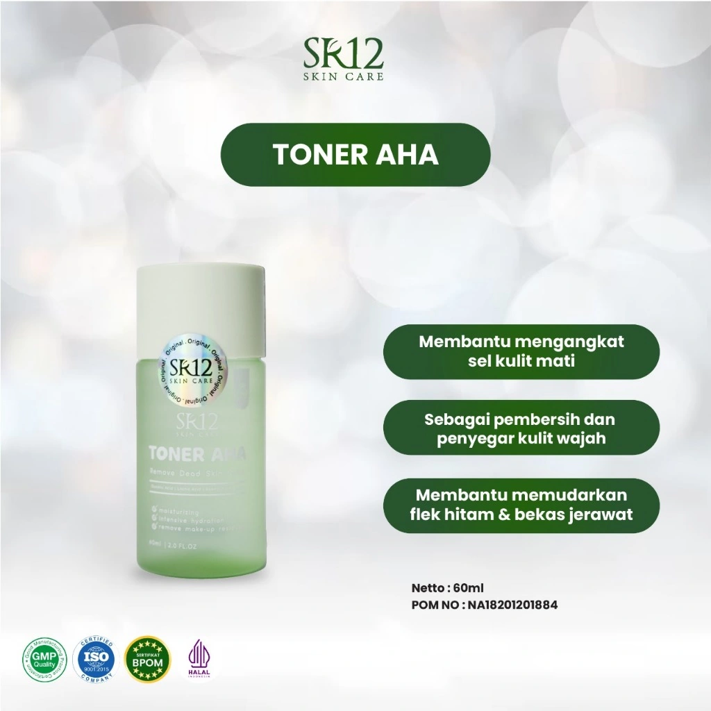 Toner AHA SR12 Skincare - Toner Eksfoliasi Eksfoliator Flek Hitam - Toner Perawatan Wajah & Kulit