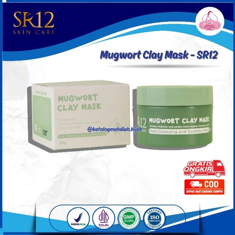 MUGWORT CLAY MASK SR12 / Masker Herbal SR12 / Masker Mugwort SR12 / Memperbaiki Skin Barrier