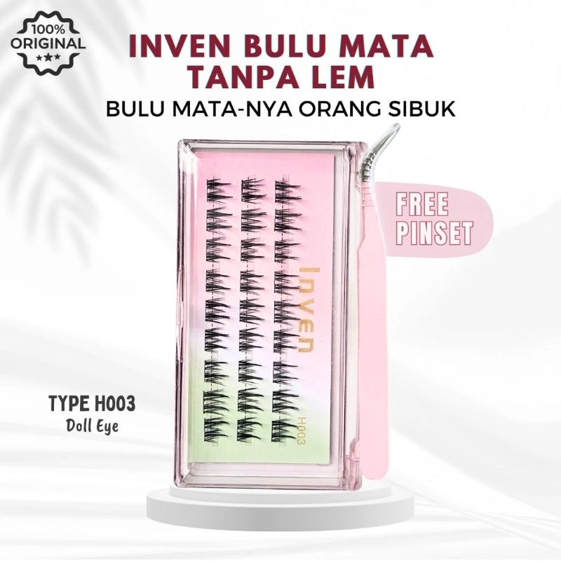 {BULUMATA TANPA LEM } inven eyelash H003 (bulu mata tanpa lem) extension extensions lembut ringan di mata doll look