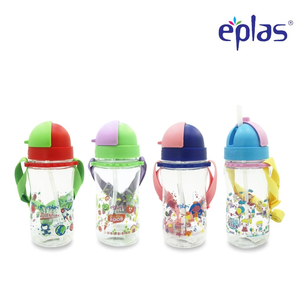 EPLAS Botol Minum Anak Tritan Kids Water Bottle With Straw, Removable Strip (480ml), BPA Free EGBQ-480BPA