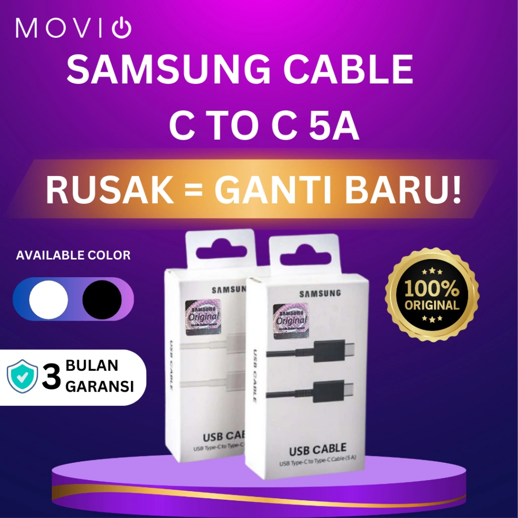 KABEL / CABLE Charging Type C to Type C 5A SUPPORT 45W Super Fast Charging, Data Cable Samsung S21 S22 Plus Ultra Note 20 21 22 Ultra