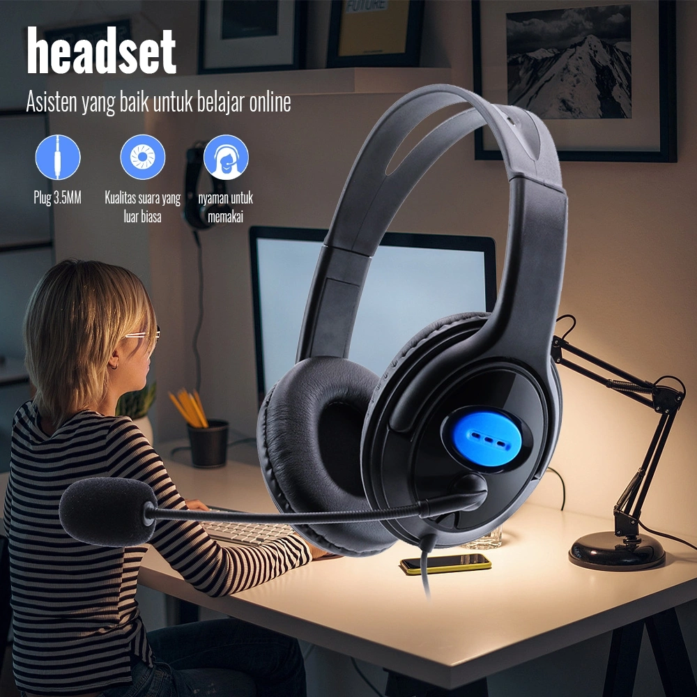 Headphone Gaming With Microphone Headset Bando Game Stereo Bass Support PUBG
