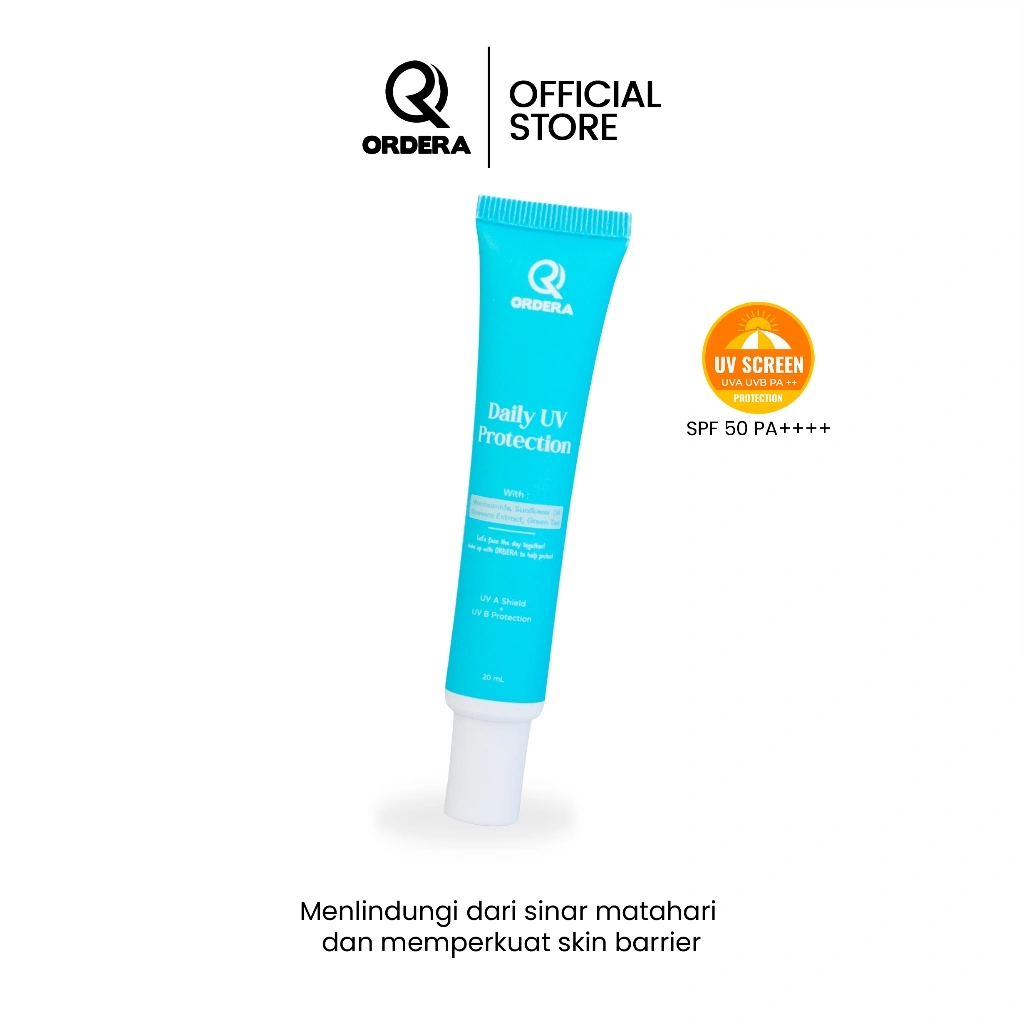 ORDERA Daily UV Protection Sunscreen - Melindungi Dari Paparan Sinar Matahari, Memperkuat Dan Memperbaiki Skin Barrier, Mencerahkan Wajah, No-Whitecast Dan Glowing Original BPOM