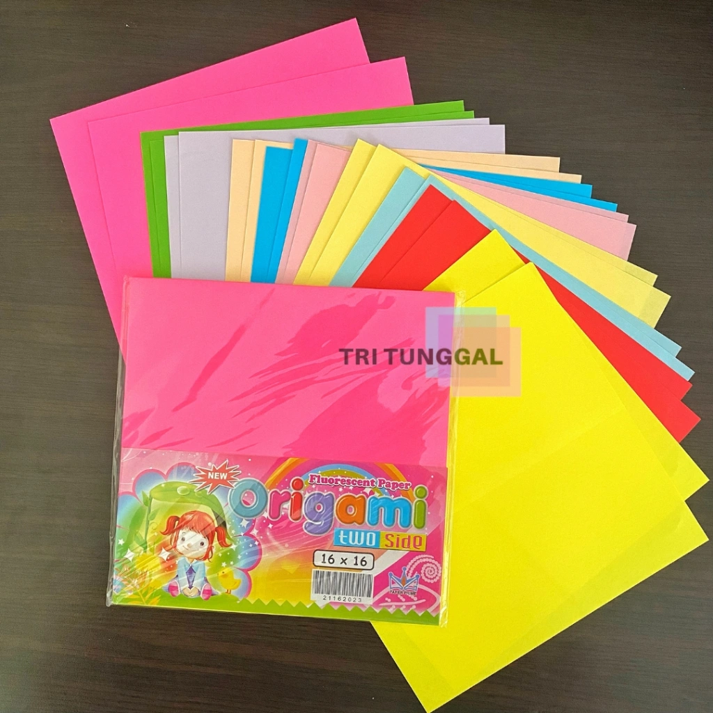 Kertas Lipat Origami 16x16 cm Papercraft Bolak Balik Warna Warni Perlengkapan Peralatan Sekolah School Stuff Stationery Tools Craft Crafting Prakarya Kertas 2 Sisi DIY Handcraft Art Color Toko Tri Tunggal Malang