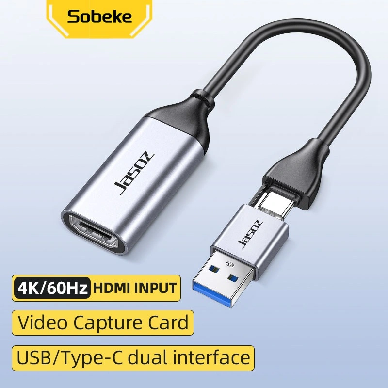 Sobeke Video Capture Audio Card HDMI to 2 in 1 USB 3.0 Type C Game Capture for Streaming Display