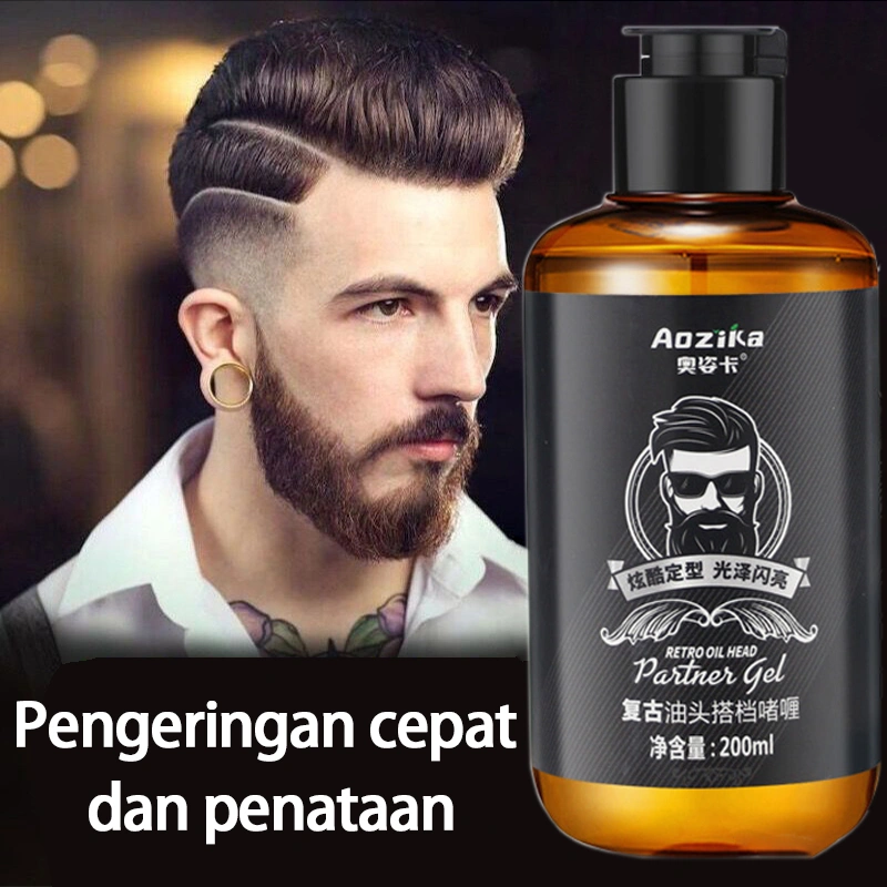 Minyak Rambut Pria Kuat 200ml Sperma Rambut Tahan Lama Wax Rambut Gel Backhead Gel Kering Wangi
