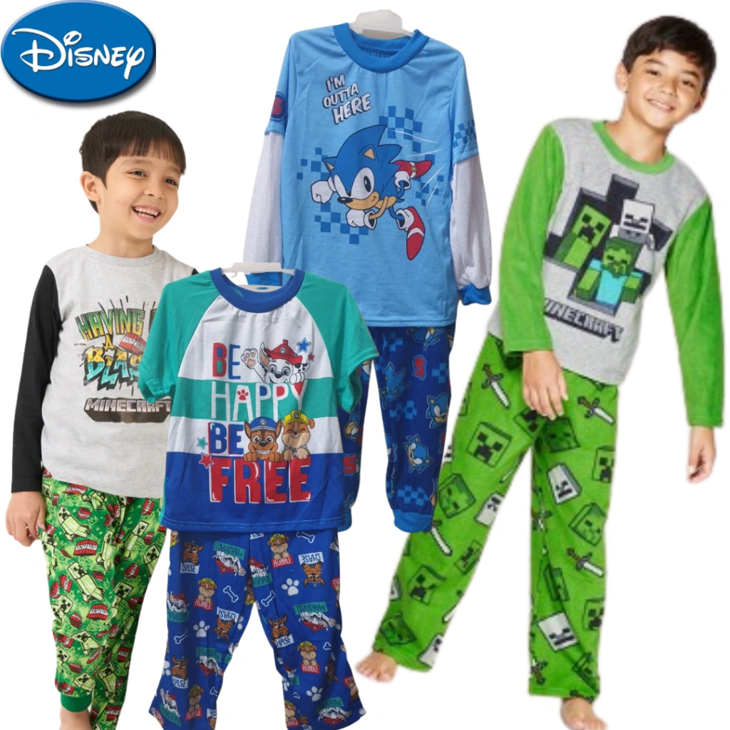 Setelan Piyama Anak Laki-Laki Disney Karakter Baju Tidur Branded, Lengan Panjang, Kado Natal