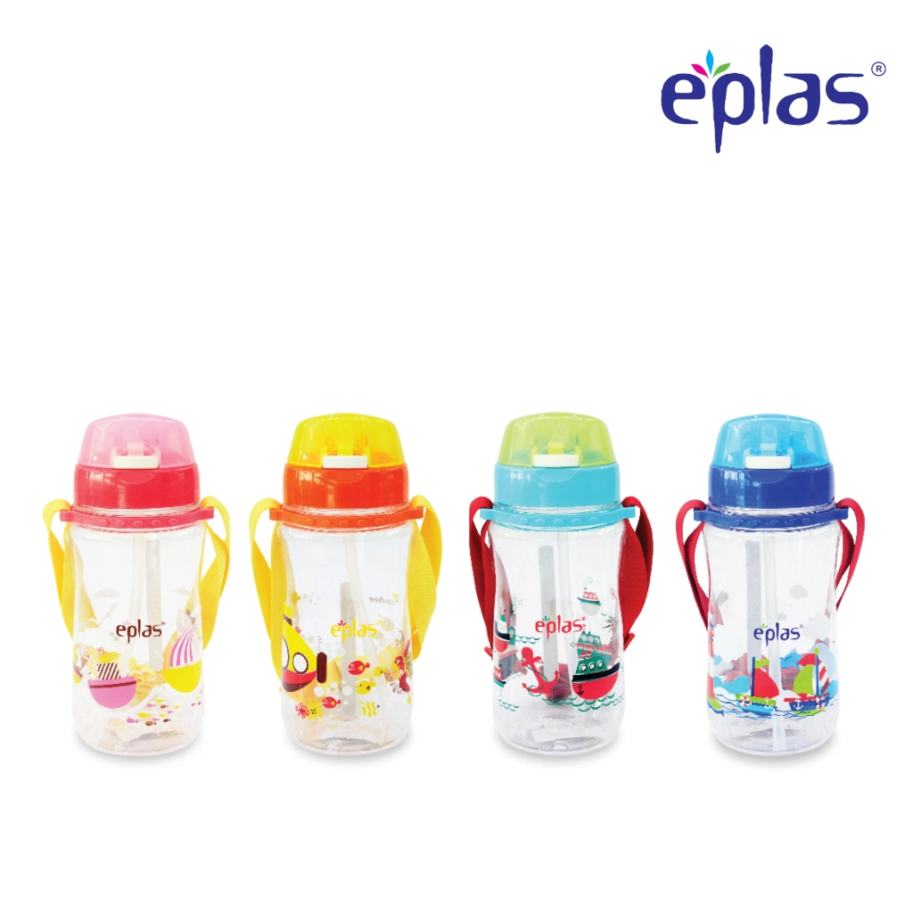 EPLAS Kids Botol Minum Anak Tritan (480ml), Push Button, Straw, Removable Strip, BPA Free EGB-480BPA