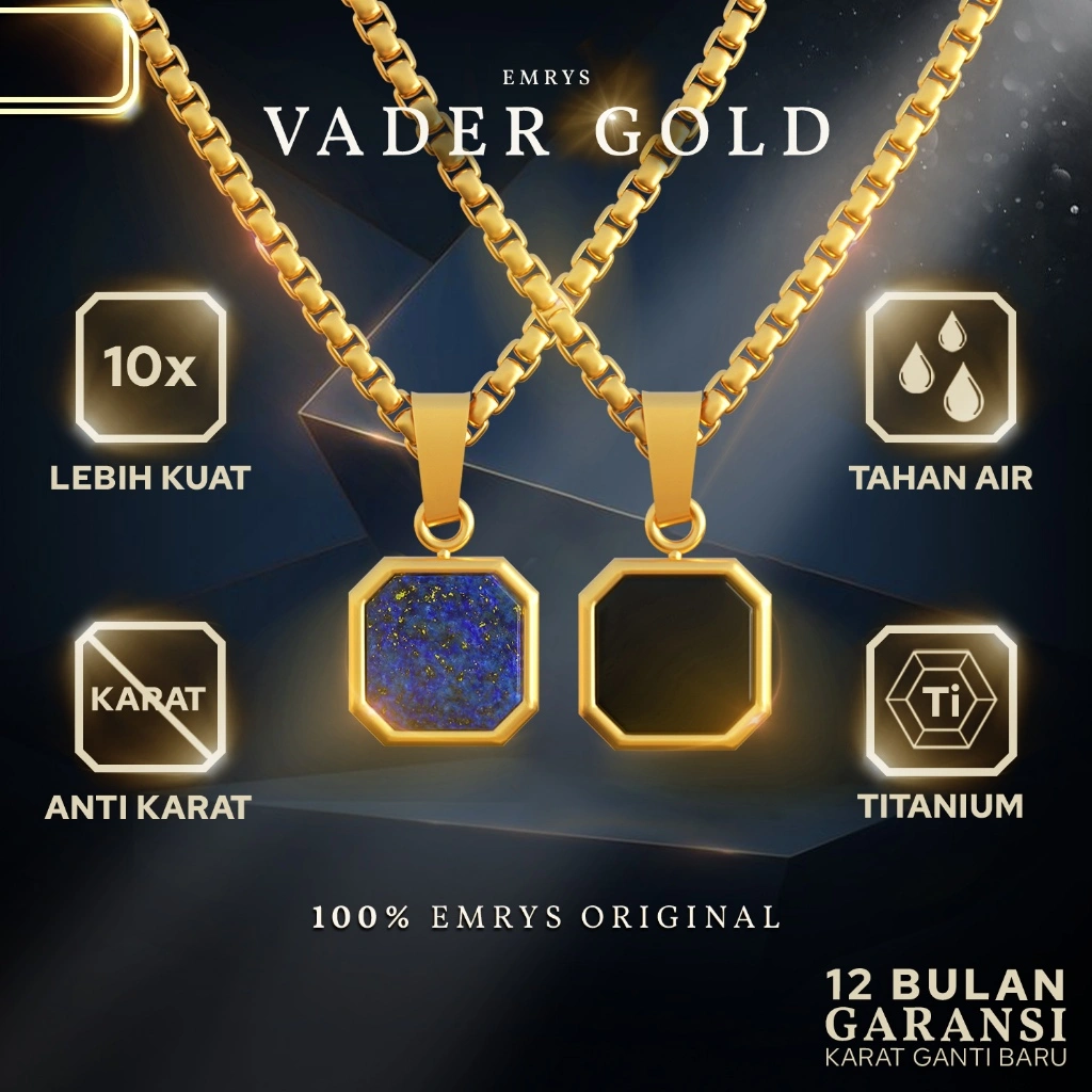 BUY 1 FREE 2 GIFT Emrys Liontin Set VADER GOLD Real Titanium Anti Karat Kalung Titanium Pria Wanita