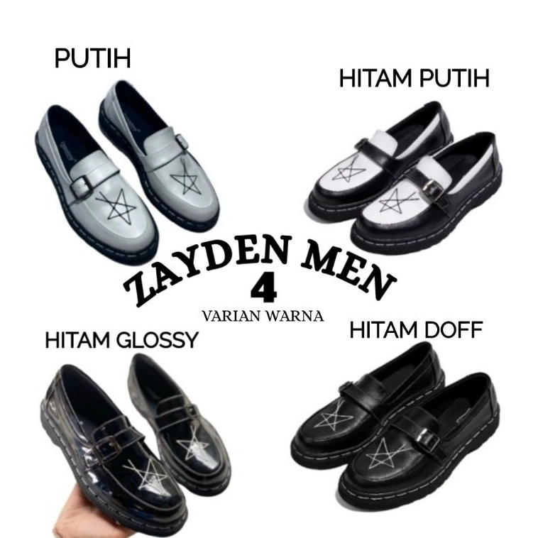 Sepatu Docmart Pria Slipon Loafers Bintang "ZAYDEN MEN" Derby Sepatu Formal Pria Slipon Terlaris Tokocemerlang27