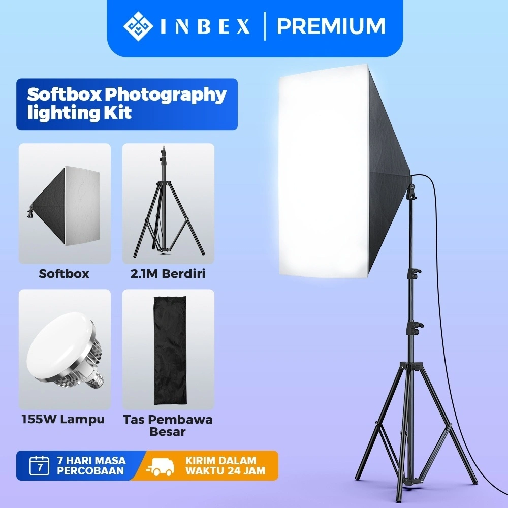 INBEX Softbox Lighting Kit Lampu Foto For Professional Live Streaming Studio Light/Potret Fotografi/Youtube Video