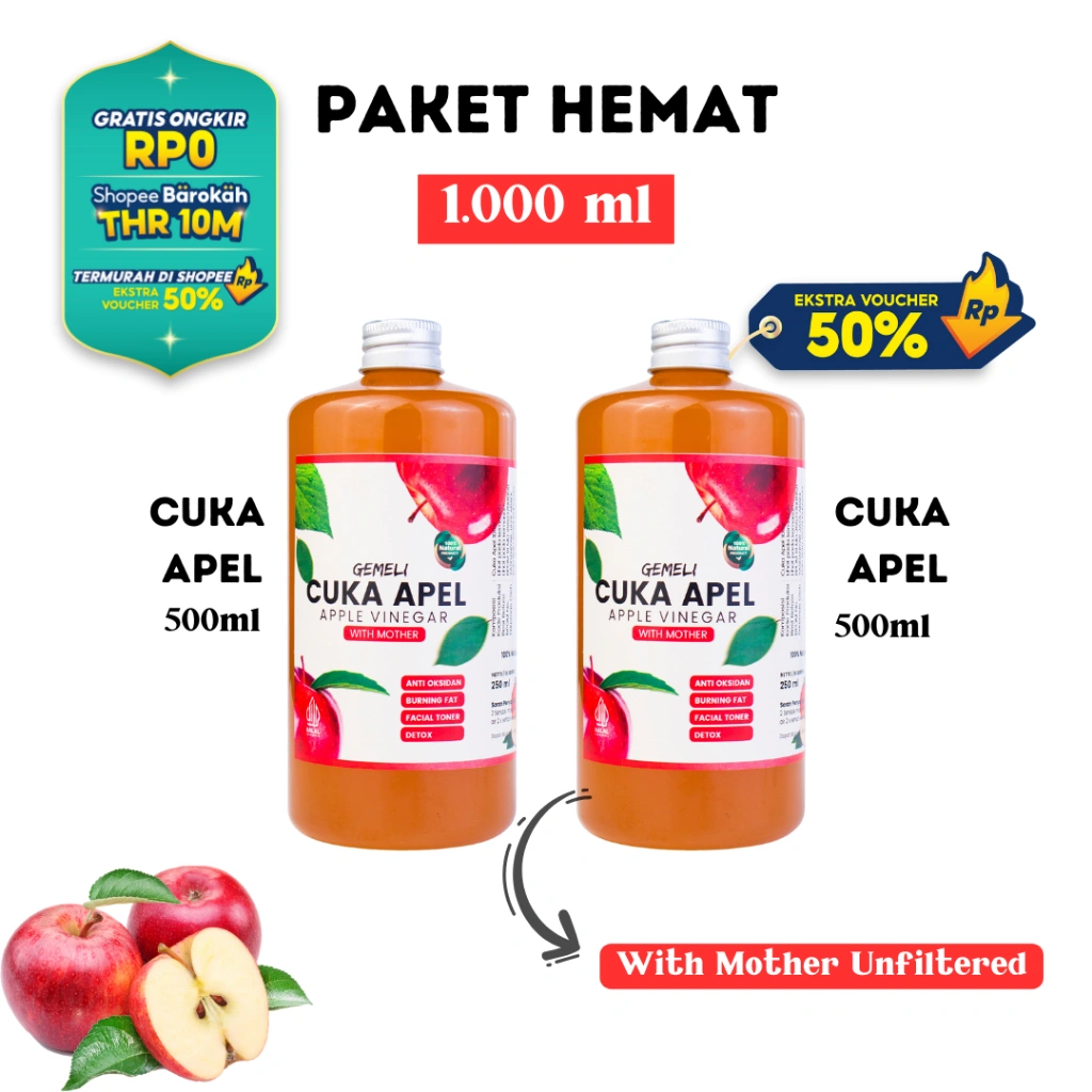 Cuka Apel Original 1000ml With Mother