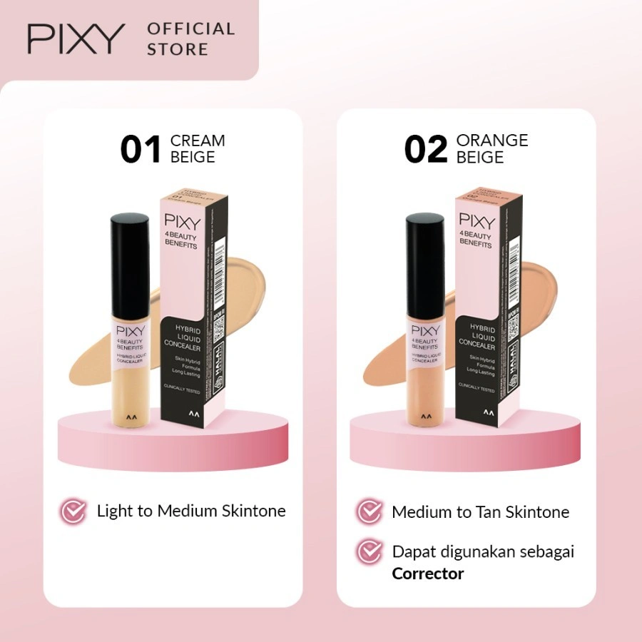 PIXY Uv Whitening Hybrid Liquid Concealer 4 Beauty Benefits - 01 Cream Beige - 02 Orange Beige 8gr P X 19