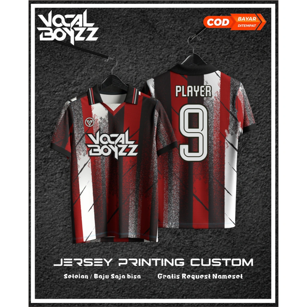 JERSEY FUTSAL DAN BAJU SEPAK BOLA BERKERAH RETRO CUSTOM NAMA NOMOR LOGO FULL PRINTING