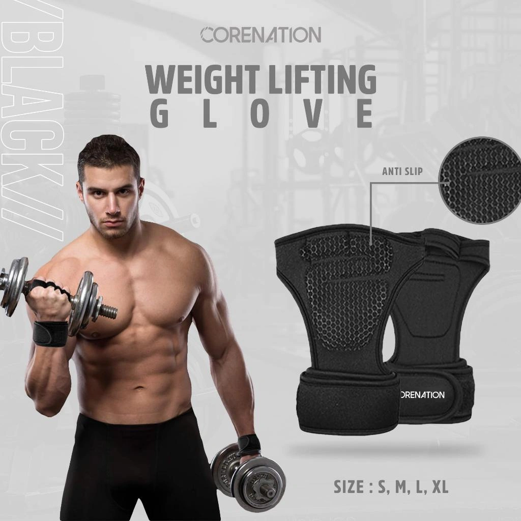CoreNation Premium Gym Grip Gloves | Sarung Tangan Fitness | Weight Lifting Gloves