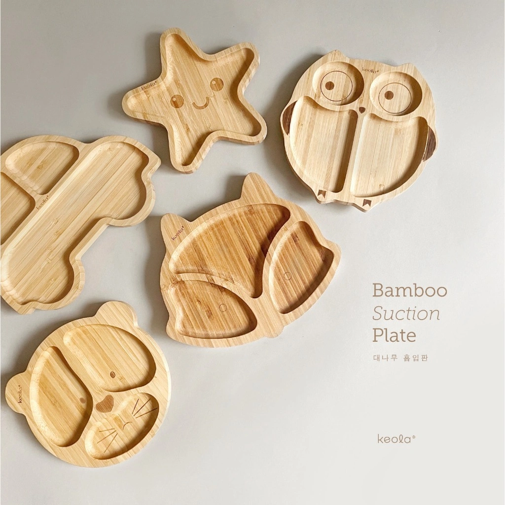 CB - Keola Organic Bamboo Silicone Suction Plate MPASI | Piring Tempat Makan Kayu Bambu Organik Anak Mpasi Silikon Suction