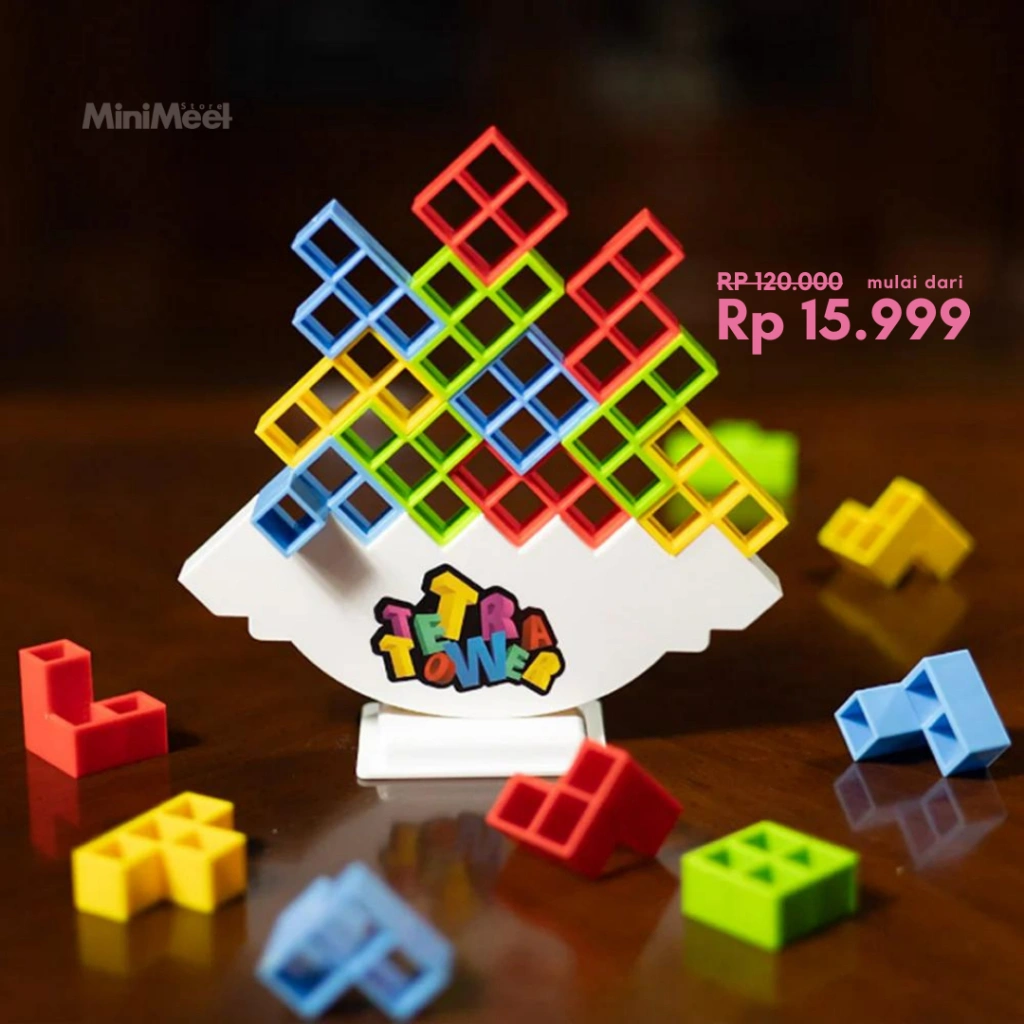 Board Game Tetra Tower Building Block Balance Mainan Anak Dewasa Papan Permainan Tetris Keseimbangan