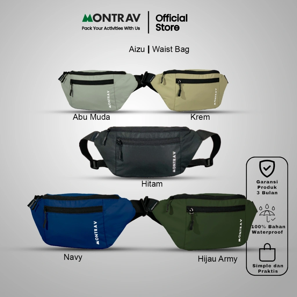 MONTRAV Aizu Tas Pinggang Selempang Anti Air Pria - Waist bag