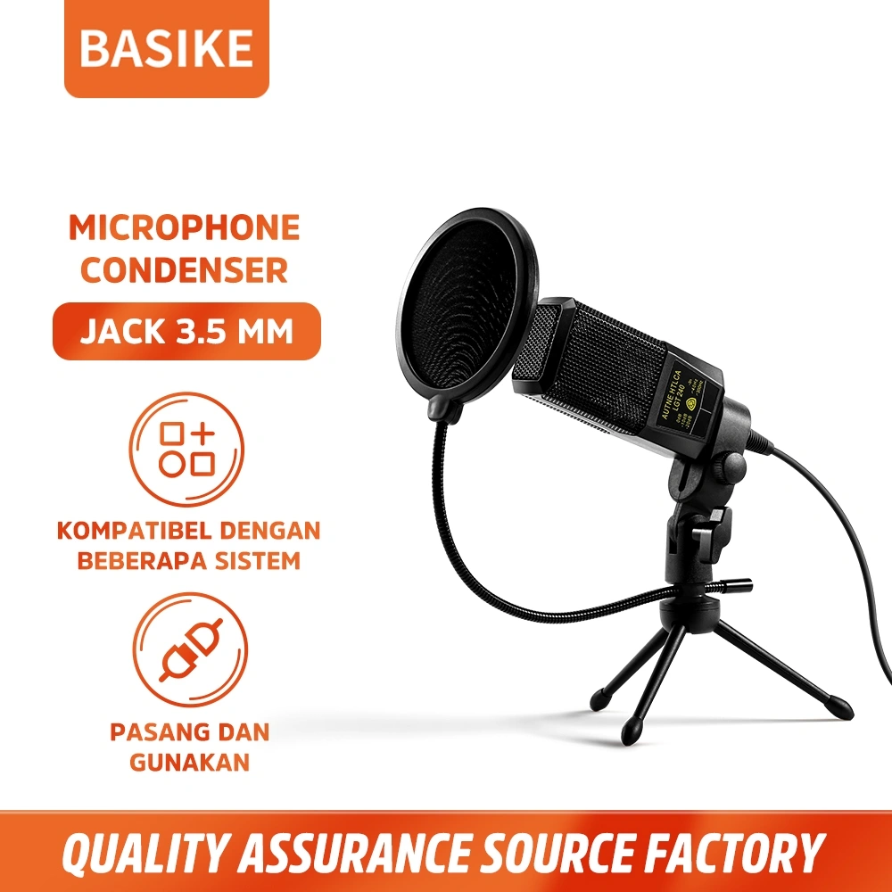 [HOT]BASIKE Microphone Condenser bm800 Studio Mic PC Live Recording Streaming Podcast Karaoke murah