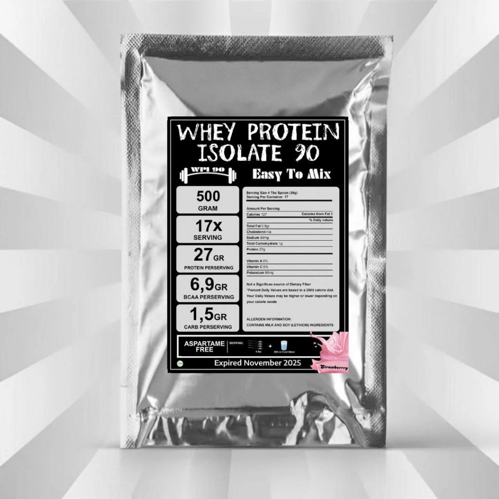 Strawberry beli 3 dapat bonus 1 bungkus Whey Protein Isolate WPI 90 Stroberi / Coklat / WPI90 / 500gram 500gr 500 gr gram Murah diet debm