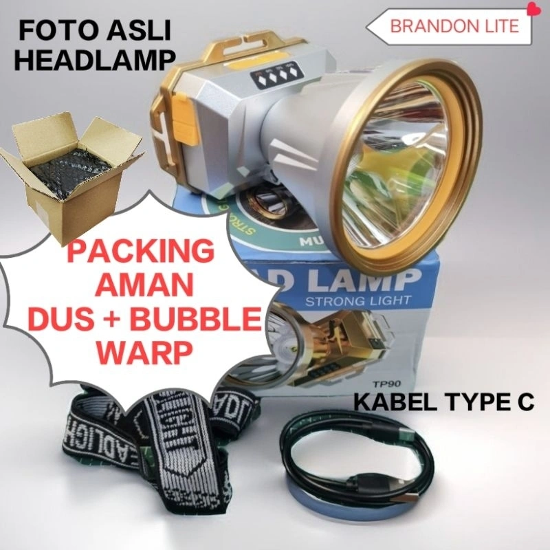 MOVTESS TP90 Senter Kepala 300 WATT & LED Headlamp Super Terang Outdoor Anti Air Waterproof Zoom Sensor Gerak