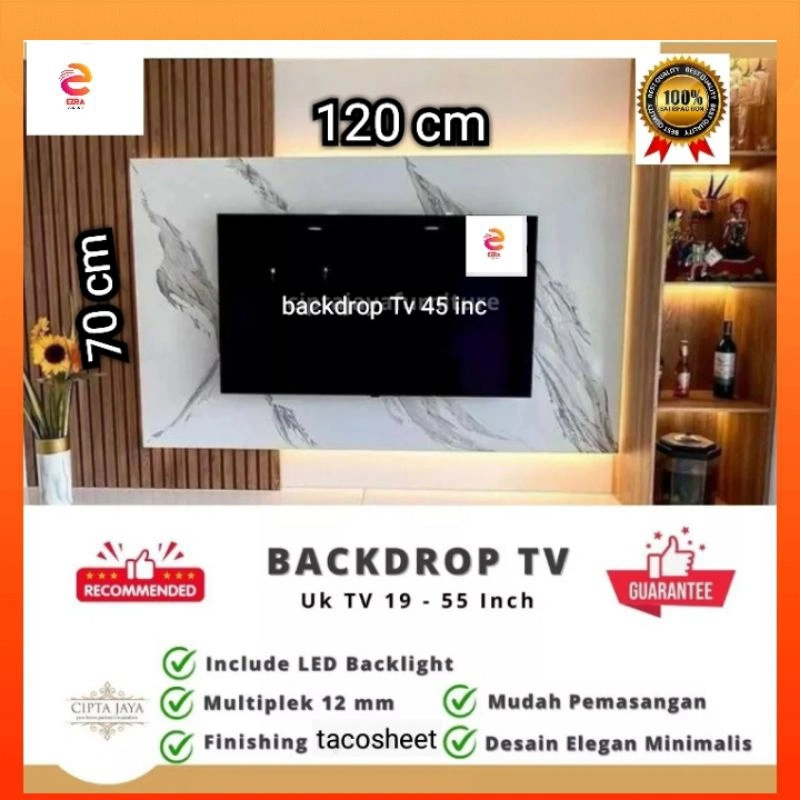 Backdrop tv lampu LED digital tv minimalis modern 120 x 70