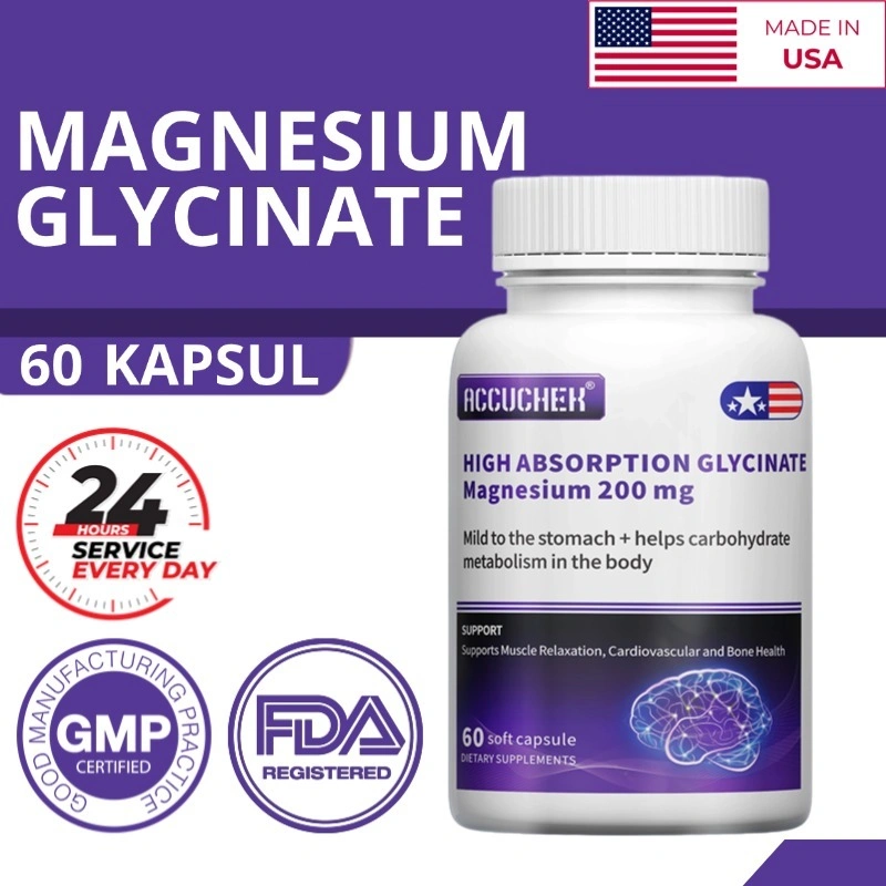 Magnesium Glisinat, Penyerapan Kalsium Tinggi, Penopang Tulang, Tidur Sehat, Pemulihan Jantung, Saraf Dan Otot 60 Kapsul