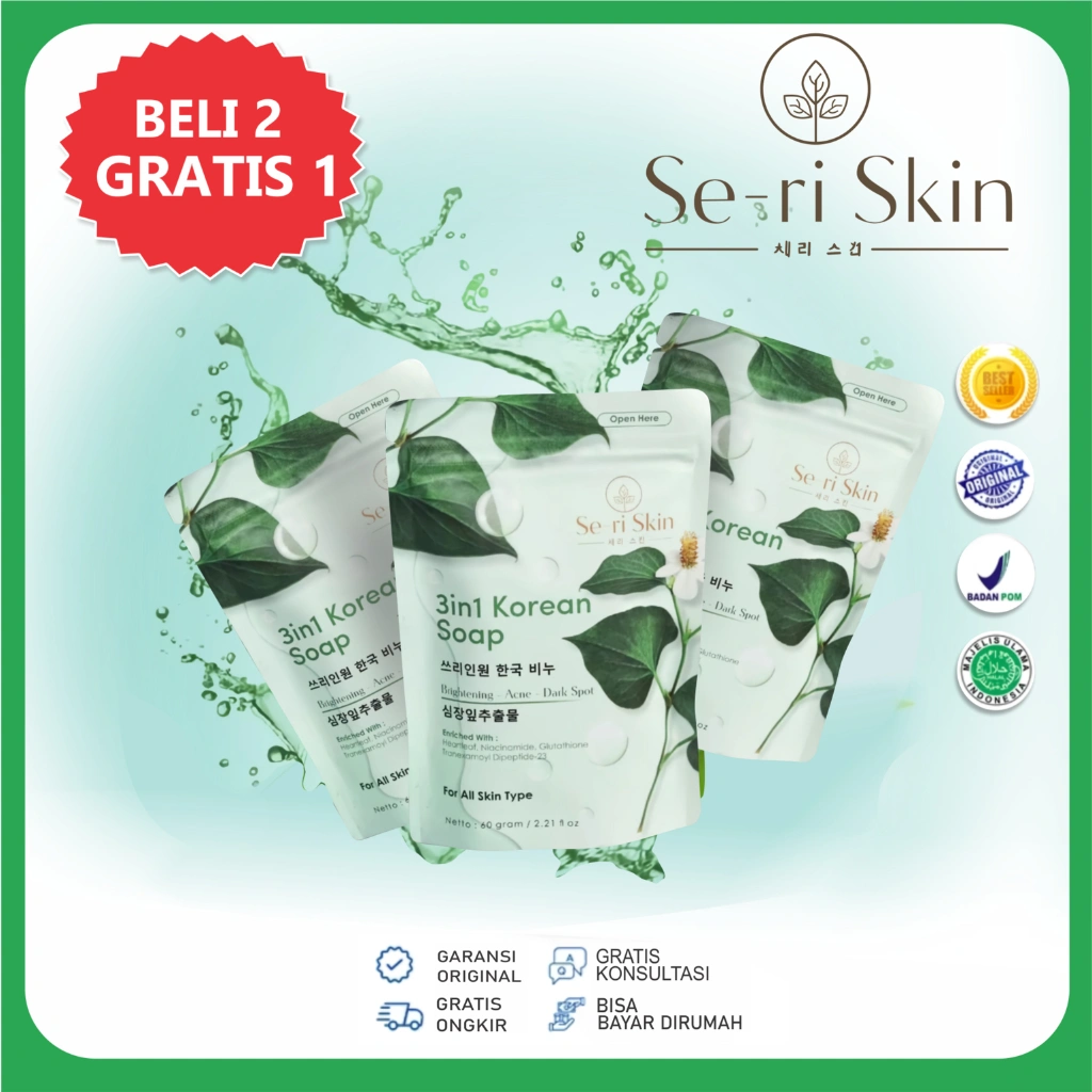 Sabun Se-Ri Skin 3in1 Korean Promo Beli 2 Dapat 3 | Sabun Mandi & Wajah Bebas Jerawat / Kusam / Flek