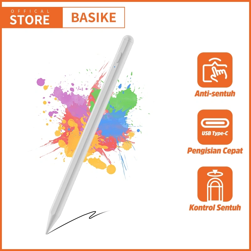 BASIKE Pen Stylus Universal for Tablet iPad Samsung Xiaomi Huawei Redmi pad se Baterai Tahan Lama