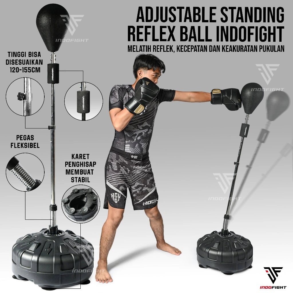 Samsak Berdiri indofight Adjustable Standing Reflex Ball Indofight Speed Ball Boxing