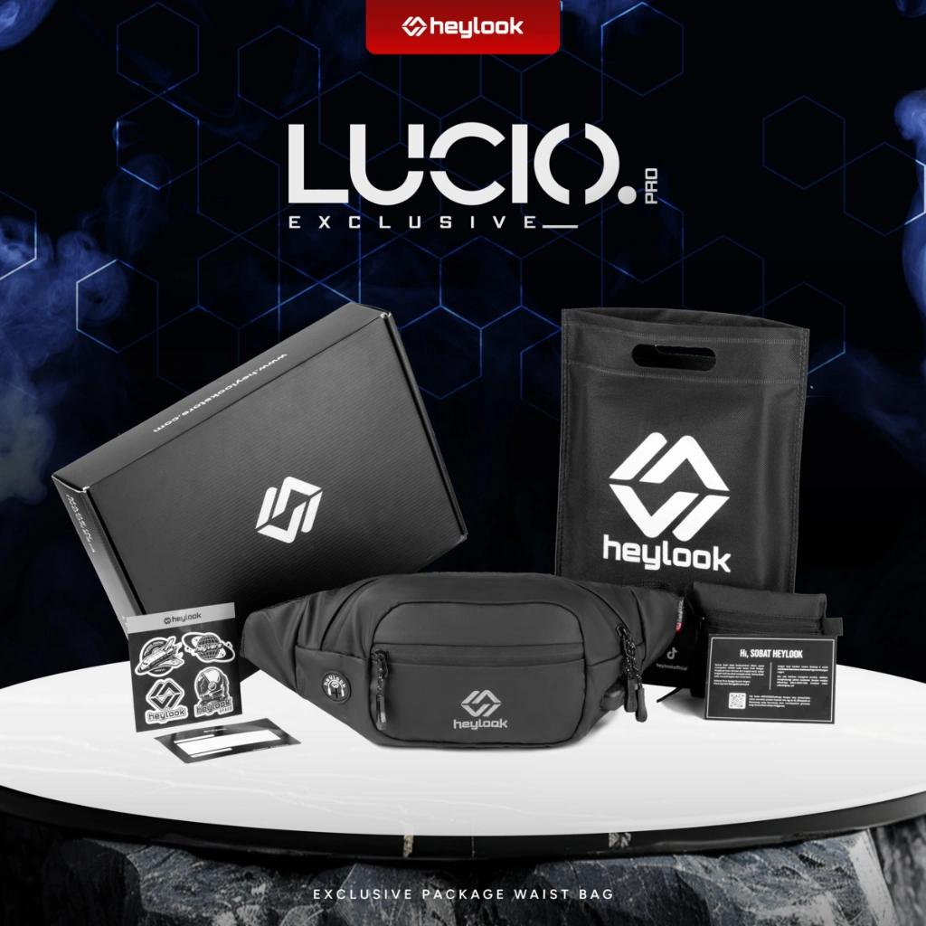 HEYLOOK Official - Sling Bag Pria Waist Bag LUCIO Waterproof Slingbag USB Connector Anti Sobek Anti Maling Anti Air Sling Bag Cowok Waistbag Distro Tas Pinggang Terbaru