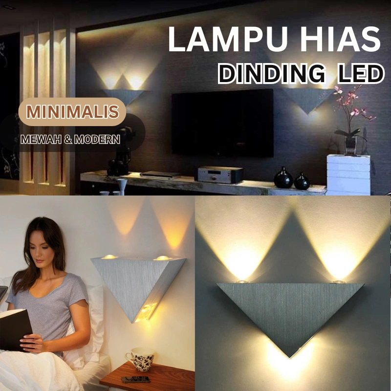 Lampu Hias Dinding LED Modern Traingle Aluminium 3W Minimalis Wall Lamp Downlight Bentuk Segitiga