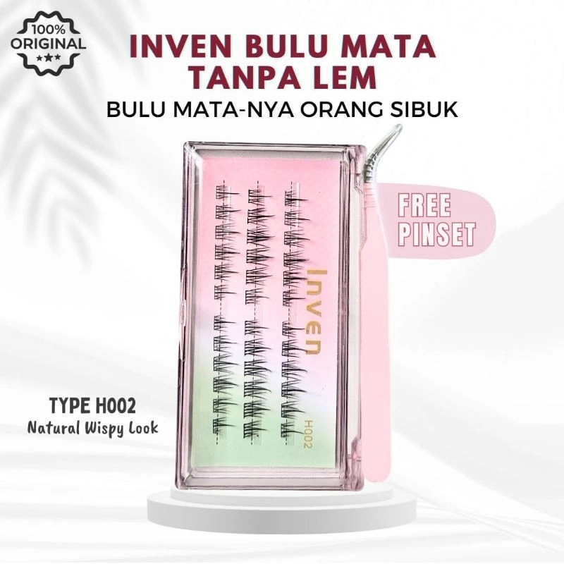 {BULUMATA TANPA LEM } inven eyelash H002 (bulu mata tanpa lem) extension extensions lembut ringan di mata whispy