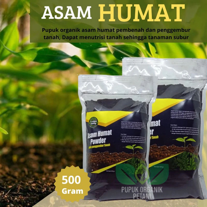 Asam Humat Pupuk Penggembur Tanah 500 gram Pupuk 3 In 1 Pembenah Media Tanam Penyubur Daun Dan Memperkuat Batang Asam Humat Nutrisi Tanah Subur