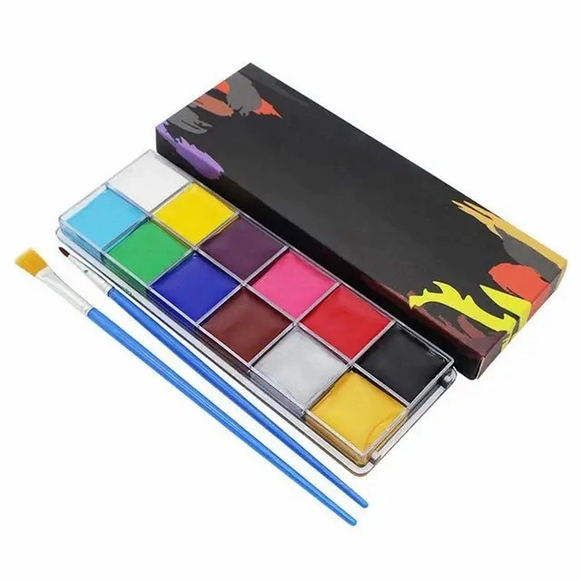 12 Warna Cat Minyak Face Body Painting Set FREE KUAS Art Makeup Pesta Oil Based Aman Kulit Creamy Festival Teather Halloween Face Painting Aksesoris Prakarya Art Kesenian Perlengkapan Gambar Riasan Wajah Lukisan Toko Tri Tunggal Malang