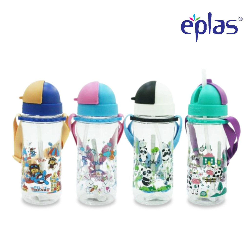 EPLAS Botol Minum Anak Tritan Kids Water Bottle With Straw, Removable Strip (580ml), BPA Free EGBQ-580BPA