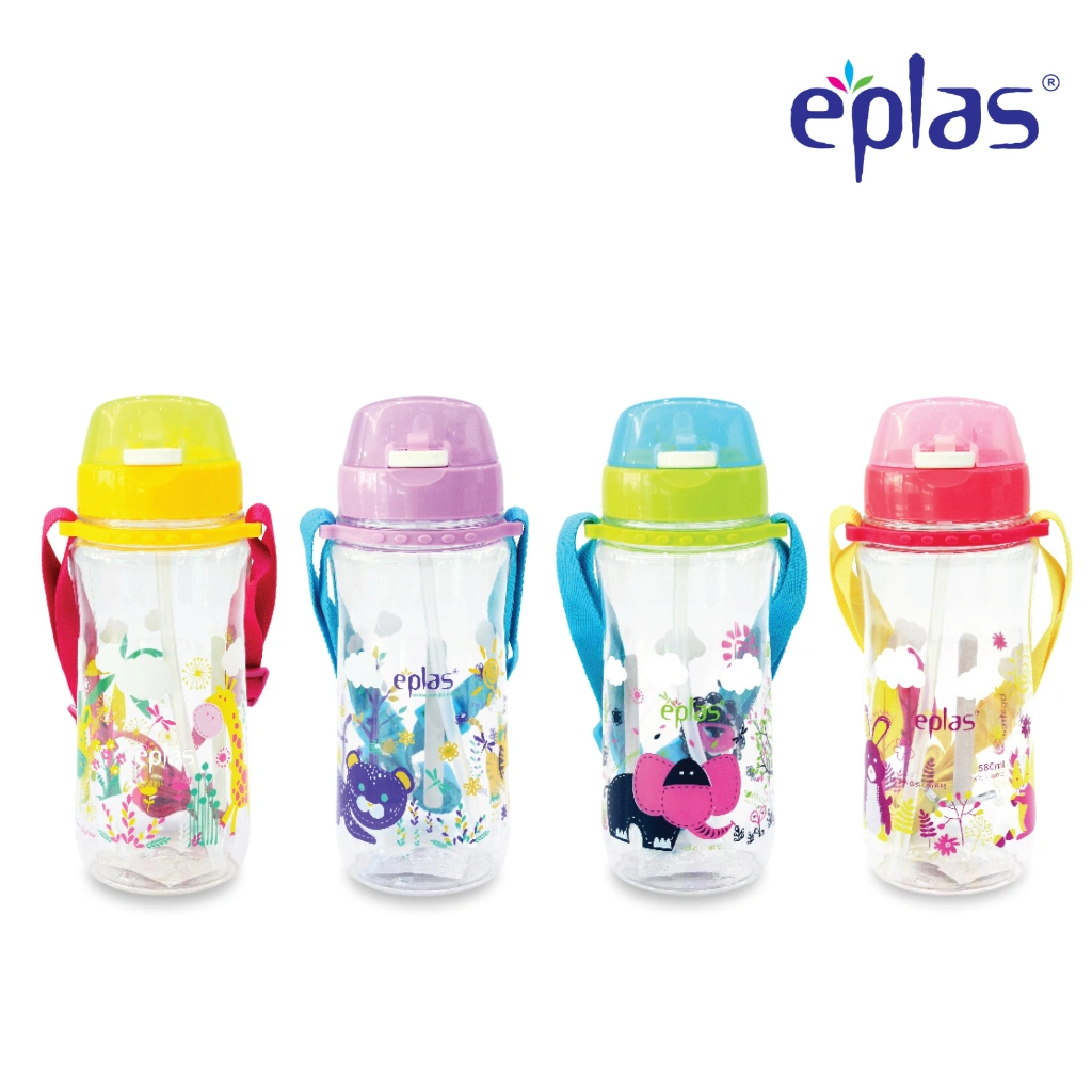 EPLAS Kids Botol Minum Anak Tritan (580ml), Push Button, Straw, Removable Strip, BPA Free EGB-580BPA