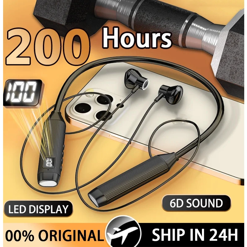 TWS LED Display  Headphones Bluetooth Earphones Neckband Magnetic Earbuds Sports Headset With HD Mic