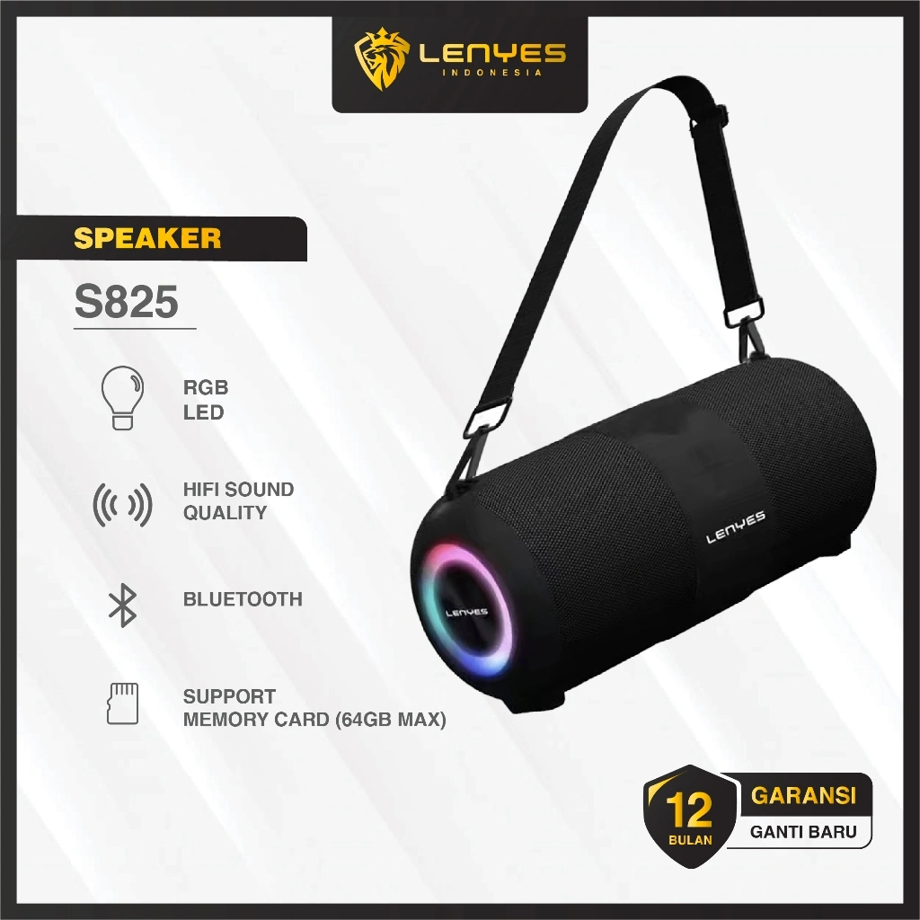 LENYES S825 Colorfull Lights Wireless Speaker Bluetooth 5.3 Portable Hifi Stereo DSP TWS