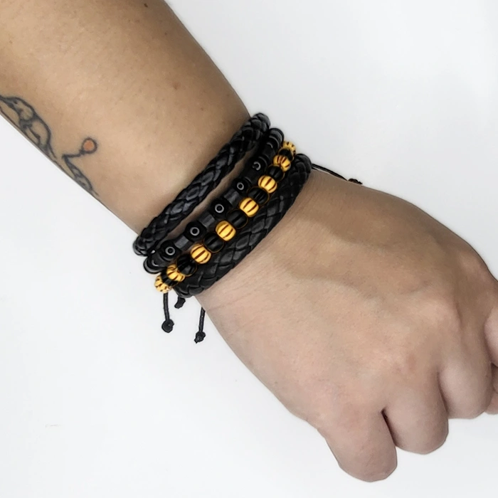 GMT4B Gelang Multilayer Set isi 4 pcs - Gelang Retro, Etnik, Vintage Style - Gelang Pria Wanita