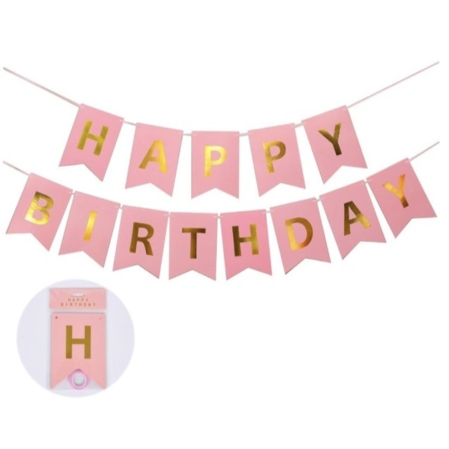 Banner HBD Pink Emas Premium