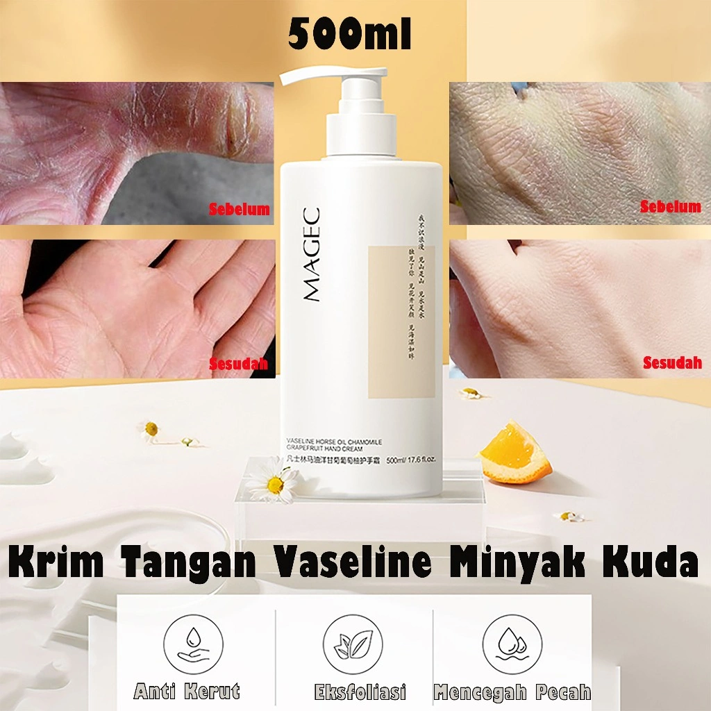 Krim Tangan Vaseline Minyak Kuda 500ml Anti Kerut Eksfoliasi Serum Pelembap Tangan Mencegah Pecah