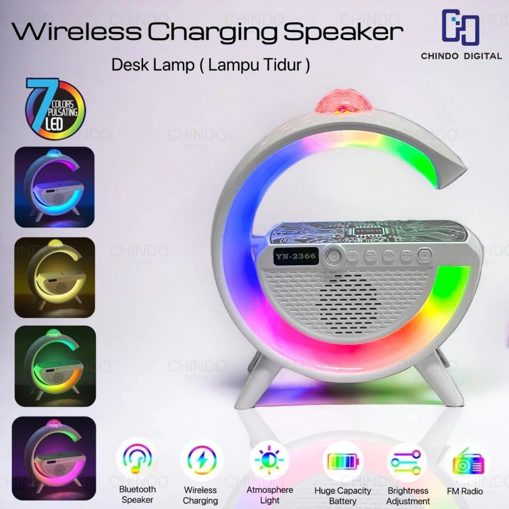 [CDOS] Speaker Bluetooth CID20 With Wireless Charger Smart Home 15W RGB Lights Lampu Tidur FM Radio