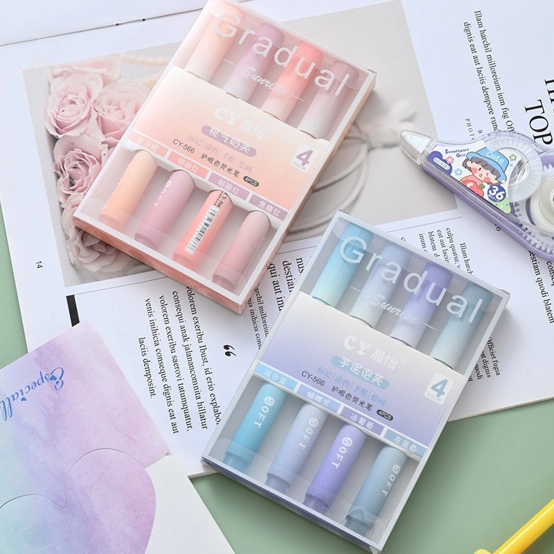 1 SET ISI 4 HIGHLIGHTER GRADUASI WARNA SOFT LEMBUT AESTHETIC STABILO/ 1 SET STABILLO SKETCH MARKER ART PAINTING/ Spidol Pen Marker Warna Gradasi Painting Multifungsi